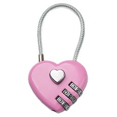3位密碼鋼絲愛心鎖 粉紅色, 1個