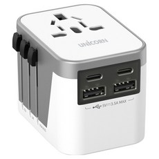UNiCORN 200多個國家適用海外旅行用4孔同時充電多功能轉接頭 TA-1500AC, 1個