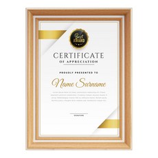 TRENY 雙色大賞A4獎狀證書立體相框 原木色 34.4 x 25.6 x 2.2cm, 1個