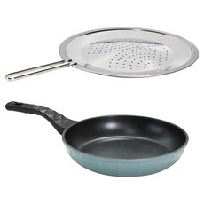 CHEFLINE 電磁爐義大利平底鍋2件組, 1套, 天空藍, 平底鍋 28cm + 平底鍋網狀鍋蓋 30cm