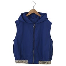 女性防風字母飾帶連帽背心 112163