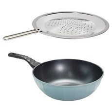 CHEFLINE 電磁爐義大利IH宮廷平底鍋打孔鍋蓋組, 1套, 天空藍, 宮廷鍋 26cm + 打孔平底鍋蓋 28cm