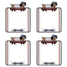 Allode 可愛狗狗開關貼紙 4入, NO.02 滑板狗狗