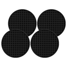 물컵 미끄럼방지 실리콘 원형 컵 받침, 블랙, 4개