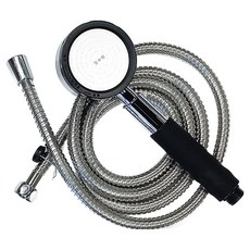 Kommadeurim 蓮蓬頭 + 2m軟管組, 銀黑色, 1套