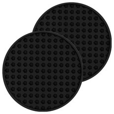 水杯防滑矽膠圓形杯墊, 2個, 黑色