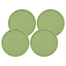 水杯防滑矽膠圓形杯墊, 4個, 豆綠色