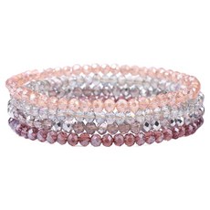 居家瑜珈冥想彈性手鍊 粉色混合 18cm, 1個