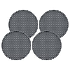 水杯防滑矽膠圓形杯墊, 4個, 灰色