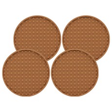 水杯防滑矽膠圓形杯墊, 4個, 棕色