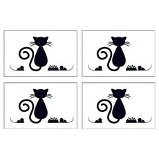 Allode 每日開關貼紙 4入, NO.08 貓咪背影