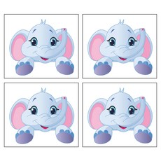 Allode 每日開關貼紙 4入, NO.01 大象