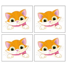 Allode 每日開關貼紙 4入, NO.02 貓咪