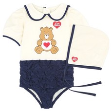 Care Bears 女童用 Tenderheart Bear 水手連身泳裝 + 泳帽組