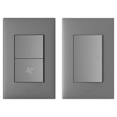 Legrand 羅格朗 Apella 鎂 Simple 下方風扇 2開關 + 1開關 套組, 1套