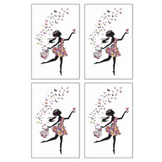 Allode 蝴蝶少女開關貼紙 4入, NO.02 散步少女