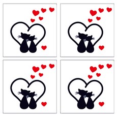 Allode 日常開關貼紙 4入, NO.06 情侶貓