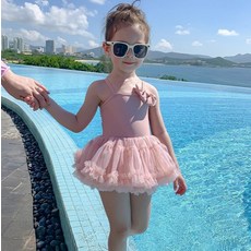 Bebeniz 女童用緞帶無袖連身泳裝帽子套組