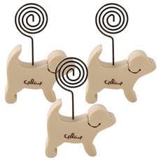 굄스 동물 메시지 책갈피 명함 클립 꽂이 우드강아지, 3개