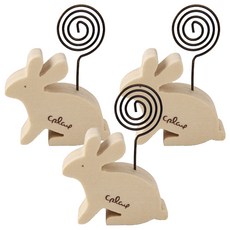 굄스 동물 메시지 책갈피 명함 클립 꽂이 우드토끼, 3개