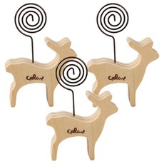 굄스 동물 메시지 책갈피 명함 클립 꽂이 우드사슴, 3개