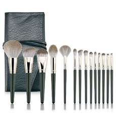 蕉蕉購物 綠雲化妝刷具14件組 附收納袋 B6140-GreenSet, 1組, 綠色