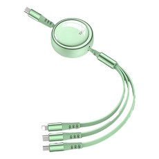 HONDONI 100W超級快充 3合1伸縮充電線 居家辦公外出好幫手 小編體驗發現真好用, 1個, 煙波綠