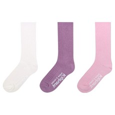 Kee-punt 兒童柔軟羅紋日常及膝襪3件組