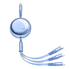 HONDONI 100W超級快充 3合1伸縮充電線 居家辦公外出好幫手 小編體驗發現真好用, 1個, 水煙藍