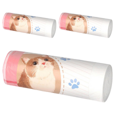 一次性手提抽繩貓砂盆清潔袋 12個, 3捲, 粉色