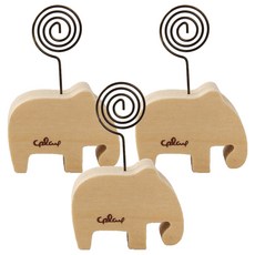 굄스 동물 메시지 책갈피 명함 클립 꽂이 우드코끼리, 3개