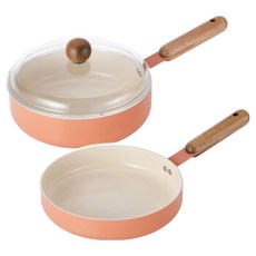 네오플램 인덕션 아뜰리에 프라이팬 세트 2개, 샤인오렌지, 프라이팬 24cm + 웍 24cm + 유리뚜껑, 1세트