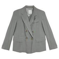 ZOOC 女款雙排釦寬鬆亞麻西裝外套