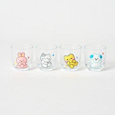 BUTTERSHOP 亮晶晶玻璃燒酒杯 Milk Cat + Scrabbit + Butter Gun + Meongsom-i 套組, 1套, 透明