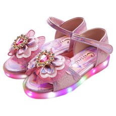 女童款清新寶石公主LED涼鞋