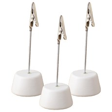 굄스 심플한 집게형 명함 메모 꽂이 화이트, 3개