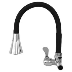 彩色橫式單孔眼鏡蛇伸縮軟管廚房水龍頭 黑色, 1個