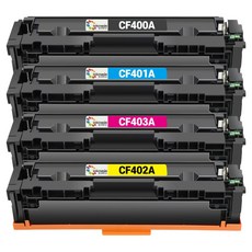 inkmade CF400A CF401A CF403A CF402A 標準容量相容碳粉匣 4色套組, 1套, 黑色, 藍色, 紅色, 黃色