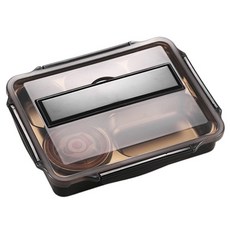 輝鴻 頂規不鏽鋼分隔式便當盒, 高貴黑, 1個