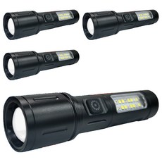 明沛 極亮LED手電筒 MP3292 135g 黑色 4個 六段調光 伸縮調焦 Type-C充電