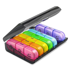 AHOYE 七日早中晚藥盒, 一週藥物管理，早中晚分格設計，方便攜帶, 1組