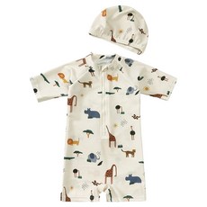 아동용 사바나아기 래쉬가드 + 모자 세트