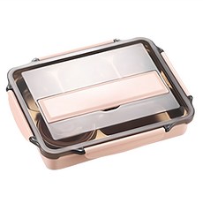 頂規不鏽鋼分隔式便當盒, 北歐粉, 1個