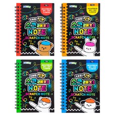단비나인 도형자가 들어있는 스크래치 노트 4종 세트, 1세트, 혼합색상