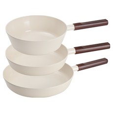 Eiffel With Me 電磁爐平底鍋3件組, 1套, 平底鍋 24cm + 平底鍋 28cm + 炒鍋 24cm, 象牙白