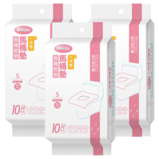 WHIKON 免撕膠加長拋棄式馬桶坐墊紙10件組 標準款 3包,粉色,S