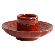 單圓鼠尾草陶瓷燃燒盤, 紅色