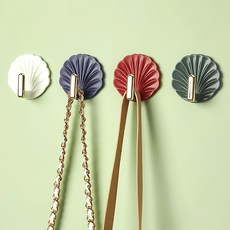 蕉蕉購物 輕奢貝殼掛勾 4個, 1組, 綠色 + 藍色 + 白色 + 紅色