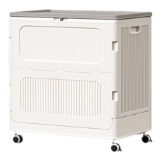 FANCY LIFE 帶輪折疊收納箱 大款 123L, 奶白咖, 1個