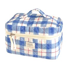 蕉蕉購物 化妝包, 1個, 復古藍格